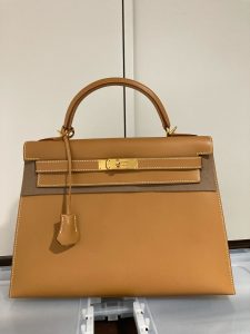 エルメス ケリー32 ナチュラル ボックスカーフ □D刻印