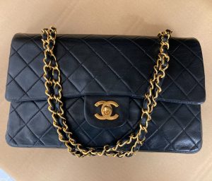 シャネル マトラッセ25 ダブルフラップ ダブルチェーン ラムスキン ショルダーバッグ G金具