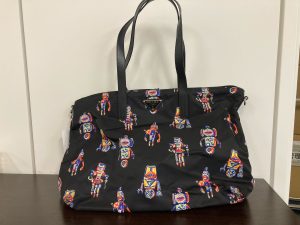 プラダ 2VG019 ロボット柄 トートバッグ ナイロン/レザー ブラック×マルチカラー